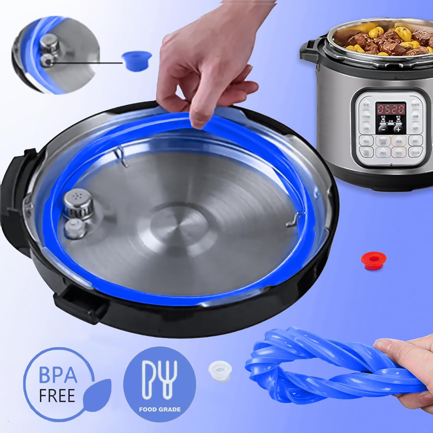 4 Pack 3 Qt Sealing Ring for Instant pot Replacement Silicone Gasket Seal Rings with 4 Colors with 4 Float Valve Seal Gasket, Fits Mini 3, Duo/Plus 3, Ultra 3, Lux 3, Nova 3 Quart